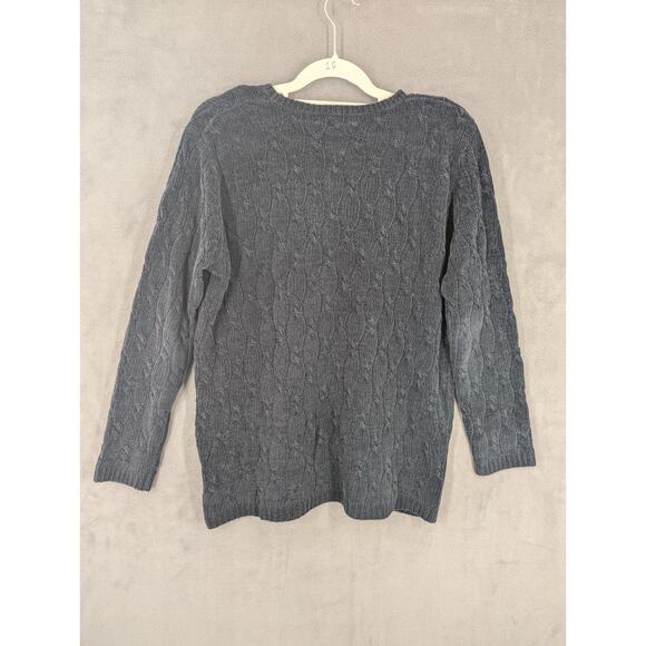 Lord & Taylor Sweater Women's Small Indigo Blue Cable Knit Vintage - Picture 8 of 8